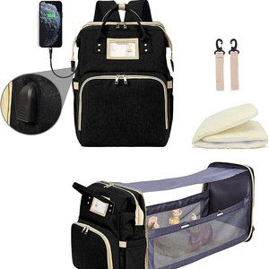 Diaper Bag Backpack 3 in 1 Foldable Changing Station Travel Baby Bag Bassinet